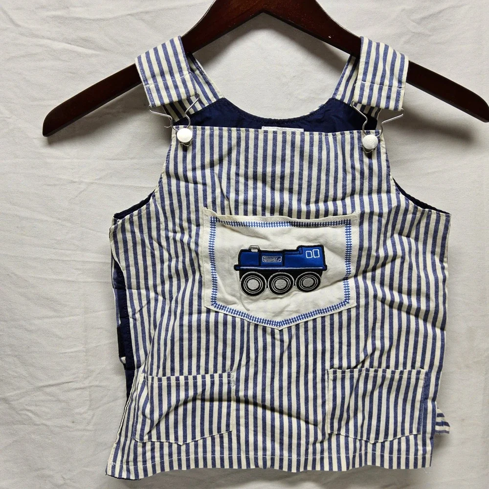 Imaginarium Train Engineer Costume Kids One Size Blue White Hickory Stripe Set